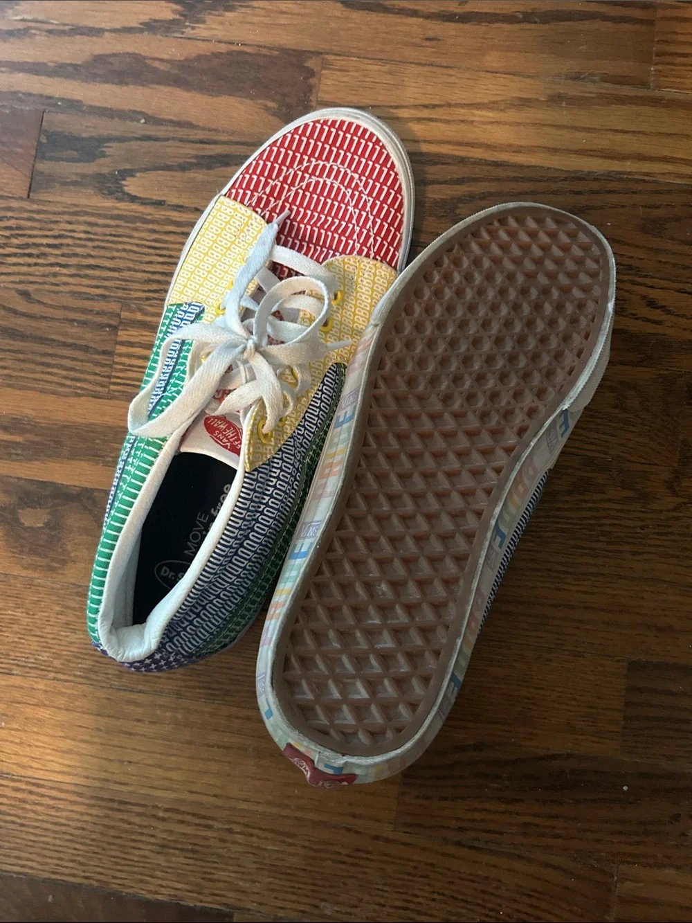 Vans Multicolor Patchwork Low Top Sneakers - Red, Yellow, Green, Blue